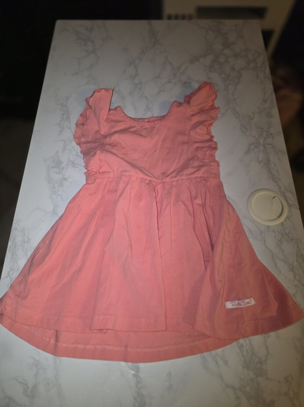Girls Coral Pink Flutter Sleeve Summer Tunic Ruffle Butts